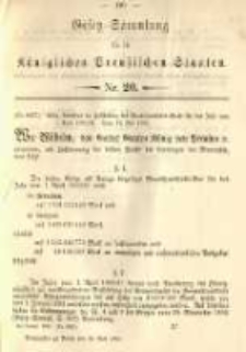 Gesetz-Sammlung f&uuml;r die K&ouml;niglichen Preussischen Staaten. 1890.05.20 No20