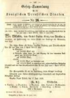 Gesetz-Sammlung f&uuml;r die K&ouml;niglichen Preussischen Staaten. 1890.06.23 No26