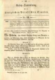 Gesetz-Sammlung f&uuml;r die K&ouml;niglichen Preussischen Staaten. 1890.07.31 No34