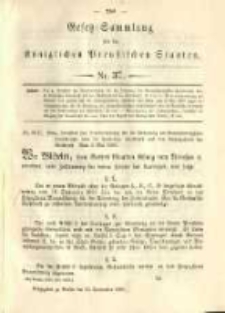 Gesetz-Sammlung f&uuml;r die K&ouml;niglichen Preussischen Staaten. 1890.09.13 No37