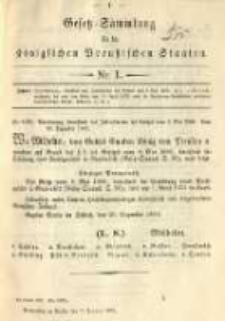 Gesetz-Sammlung für die Königlichen Preussischen Staaten. 1891.01.07 No1