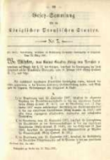 Gesetz-Sammlung f&uuml;r die K&ouml;niglichen Preussischen Staaten. 1891.03.28 No7