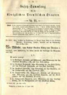 Gesetz-Sammlung f&uuml;r die K&ouml;niglichen Preussischen Staaten. 1891.06.12 No11