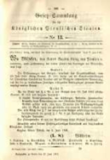 Gesetz-Sammlung f&uuml;r die K&ouml;niglichen Preussischen Staaten. 1891.06.17 No13