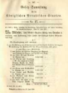 Gesetz-Sammlung f&uuml;r die K&ouml;niglichen Preussischen Staaten. 1891.06.27 No17