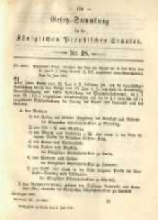 Gesetz-Sammlung f&uuml;r die K&ouml;niglichen Preussischen Staaten. 1891.07.02 No18