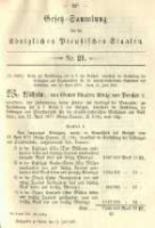 Gesetz-Sammlung f&uuml;r die K&ouml;niglichen Preussischen Staaten. 1891.07.11 No21