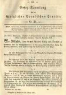 Gesetz-Sammlung f&uuml;r die K&ouml;niglichen Preussischen Staaten. 1891.10.22 No31