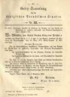 Gesetz-Sammlung f&uuml;r die K&ouml;niglichen Preussischen Staaten. 1891.11.23 No33