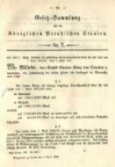 Gesetz-Sammlung f&uuml;r die K&ouml;niglichen Preussischen Staaten. 1892.04.04 No7