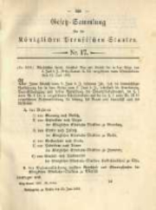 Gesetz-Sammlung f&uuml;r die K&ouml;niglichen Preussischen Staaten. 1892.06.21 No17