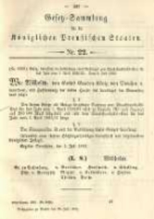 Gesetz-Sammlung f&uuml;r die K&ouml;niglichen Preussischen Staaten. 1892.07.25 No22