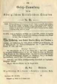 Gesetz-Sammlung f&uuml;r die K&ouml;niglichen Preussischen Staaten. 1892.10.05 No31