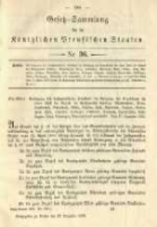 Gesetz-Sammlung f&uuml;r die K&ouml;niglichen Preussischen Staaten. 1892.12.28 No36
