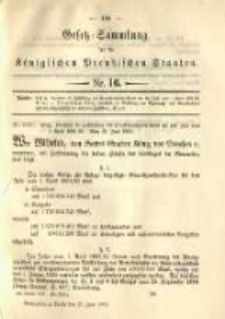 Gesetz-Sammlung f&uuml;r die K&ouml;niglichen Preussischen Staaten. 1891.06.27 No16