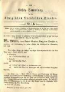 Gesetz-Sammlung für die Königlichen Preussischen Staaten. 1891.06.27 No16