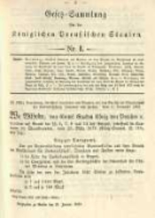 Gesetz-Sammlung f&uuml;r die K&ouml;niglichen Preussischen Staaten. 1893.01.21 No1