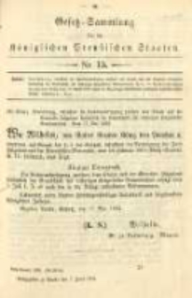 Gesetz-Sammlung f&uuml;r die K&ouml;niglichen Preussischen Staaten. 1893.06.07 No15
