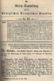 Gesetz-Sammlung für die Königlichen Preussischen Staaten. 1895.07.30 No27