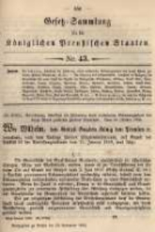 Gesetz-Sammlung f&uuml;r die K&ouml;niglichen Preussischen Staaten. 1895.11.23 No43