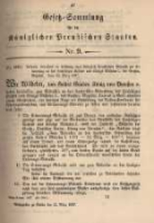 Gesetz-Sammlung f&uuml;r die K&ouml;niglichen Preussischen Staaten. 1897.03.22 No9