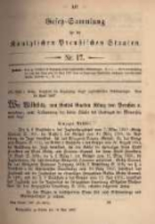 Gesetz-Sammlung f&uuml;r die K&ouml;niglichen Preussischen Staaten. 1897.05.19 No17