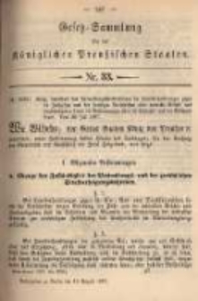 Gesetz-Sammlung für die Königlichen Preussischen Staaten. 1897.08.16 No33