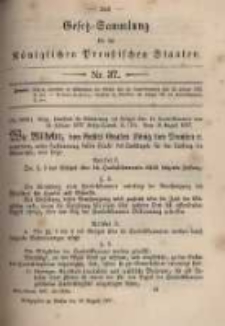 Gesetz-Sammlung f&uuml;r die K&ouml;niglichen Preussischen Staaten. 1897.08.30 No37