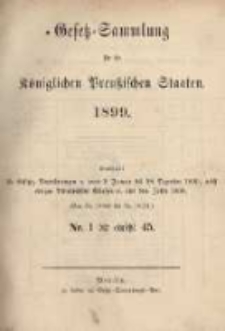 Gesetz-Sammlung f&uuml;r die K&ouml;niglichen Preussischen Staaten. 1899.01.06 No1