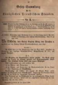 Gesetz-Sammlung f&uuml;r die K&ouml;niglichen Preussischen Staaten. 1899.01.30 No3