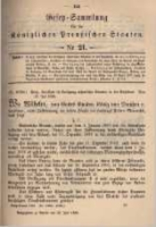 Gesetz-Sammlung f&uuml;r die K&ouml;niglichen Preussischen Staaten. 1899.07.22 No21