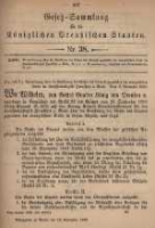 Gesetz-Sammlung f&uuml;r die K&ouml;niglichen Preussischen Staaten. 1899.11.18 No38