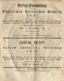 Gesetz-Sammlung f&uuml;r die K&ouml;niglichen Preussischen Staaten. 1847.01.21 No1