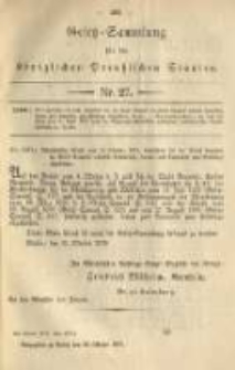 Gesetz-Sammlung für die Königlichen Preussischen Staaten. 1878.10.26 No27
