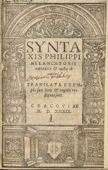 Syntaxis Philippi Melanchtonis emendata et aucta ab autore [...]