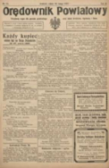 Orędownik Powiatowy: urzędowy organ dla powiatu grodziskiego oraz miast Grodziska, Opalenicy i Buku 1922.02.18 R.3 Nr14