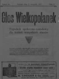 Głos Wielkopolanek: tygodnik społeczno-narodowy dla kobiet wszystkich stanów 1917.11.17 R.10 Z.46/Nr46