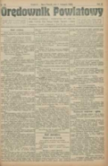 Orędownik Powiatowy: organ urzędowy dla powiatu grodziskiego i nowotomyskiego oraz miast Grodziska, Opalenicy, Buku, Nowego Tomyśla, Zbąszynia i Lw&oacute;wka 1922.11.01 R.3 Nr87