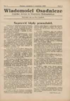 Wiadomości Osadnicze: bezpłatny dodatek do "Włościanina Wielkopolskiego" 1929.09.01 R.1 Nr1