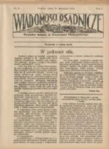 Wiadomości Osadnicze: bezpłatny dodatek do "Włościanina Wielkopolskiego" 1929.11.20 R.1 Nr8