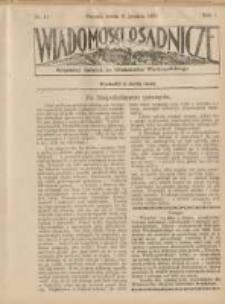 Wiadomości Osadnicze: bezpłatny dodatek do "Włościanina Wielkopolskiego" 1929.12.11 R.1 Nr11