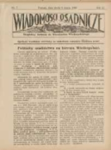 Wiadomości Osadnicze: bezpłatny dodatek do "Włościanina Wielkopolskiego" 1930.03.05 R.2 Nr7
