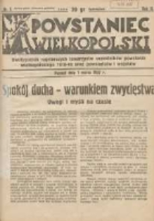 Powstaniec Wielkopolski: dwutygodnik najstarszych towarzystw uczestnik&oacute;w powstania wielkopolskiego 1918-19 oraz powstańc&oacute;w i wojak&oacute;w R.2 1937.03.01 Nr5