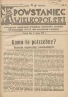 Powstaniec Wielkopolski: dwutygodnik najstarszych towarzystw uczestnik&oacute;w powstania wielkopolskiego 1918-19 oraz powstańc&oacute;w i wojak&oacute;w R.2 1937.03.15 Nr6