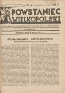 Powstaniec Wielkopolski: dwutygodnik najstarszych towarzystw uczestnik&oacute;w powstania wielkopolskiego 1918-19 oraz powstańc&oacute;w i wojak&oacute;w R.2 1937.05.01 Nr9