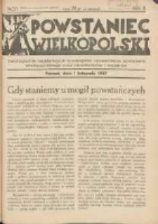 Powstaniec Wielkopolski: dwutygodnik najstarszych towarzystw uczestnik&oacute;w powstania wielkopolskiego 1918-19 oraz powstańc&oacute;w i wojak&oacute;w 1937.11.01 R.2 Nr21
