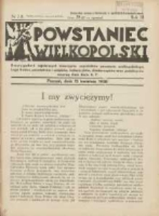 Powstaniec Wielkopolski: dwutygodnik najstarszych towarzystw uczestnik&oacute;w powstania wielkopolskiego,powstańc&oacute;w i wojak&oacute;w,hallerczyk&oacute;w oraz podoficer&oacute;w rezerwy Ziem Zach.R.P.1938.04.15 R.3 Nr7/8