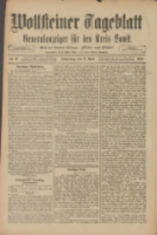 Wollsteiner Tageblatt: Generalanzeiger f&uuml;r den Kreis Bomst: mit der Gratis-Beilage: "Bl&auml;tter und Bl&uuml;ten" 1910.04.21 Nr92