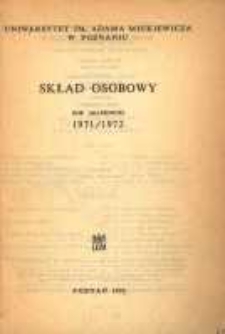 Uniwersytet im. Adama Mickiewicza w Poznaniu: sklad osobowy; rok akademicki 1971/1972