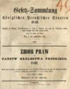 Gesetz-Sammlung f&uuml;r die K&ouml;niglichen Preussischen Staaten. 1849.01.08 No1